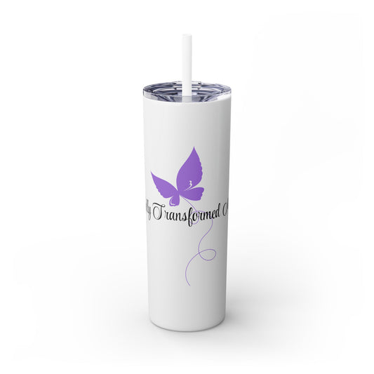 Tumbler - Drinking Water and Minding God's Business - 20oz Skinny Tumbler with Straw